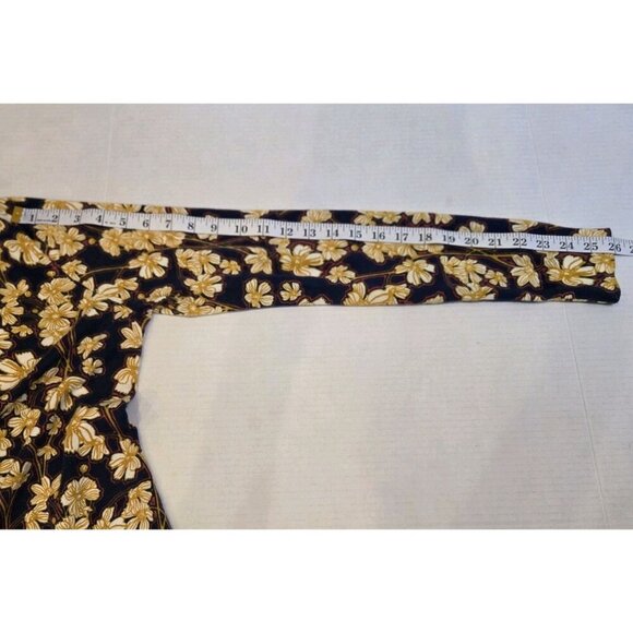 J Crew Caryn Cardigan Floral Yellow Black Red Medium F4734 FA16 Button Cotton - Picture 6 of 8